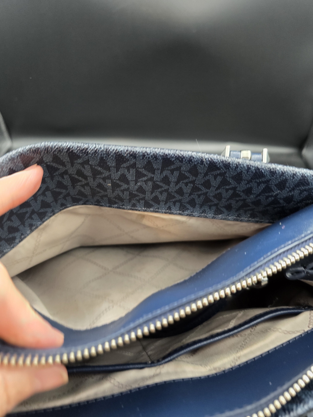 Michael Kors Navy Stripe Signature Satchel - Picture 9 of 13